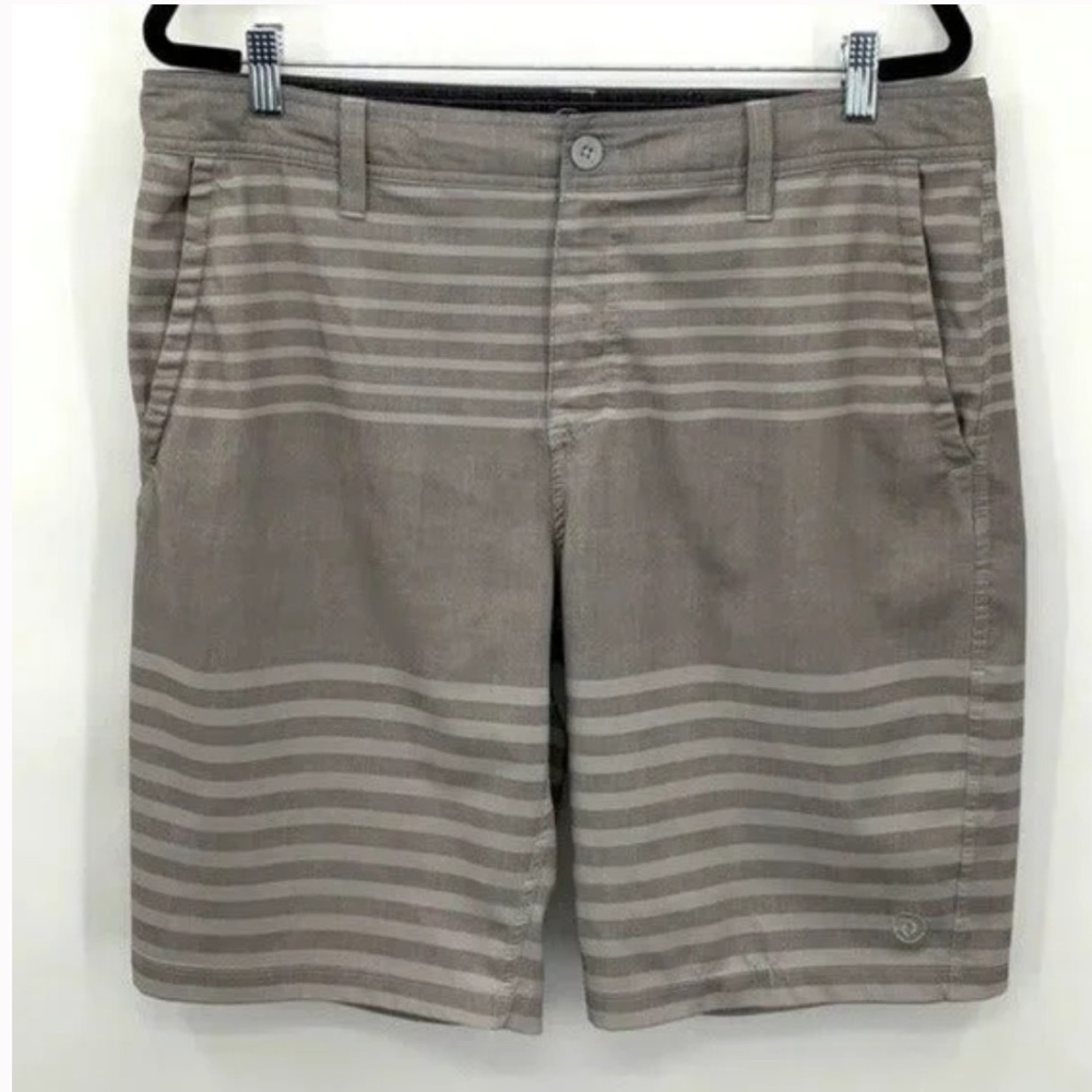 Hang Ten Gray Stripped Polyester Blend Shorts Size 34 Men’s